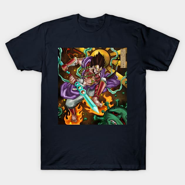 Vegeta and Susanoo-no-Mikoto Potara Earrings fusion T-Shirt by q10mark